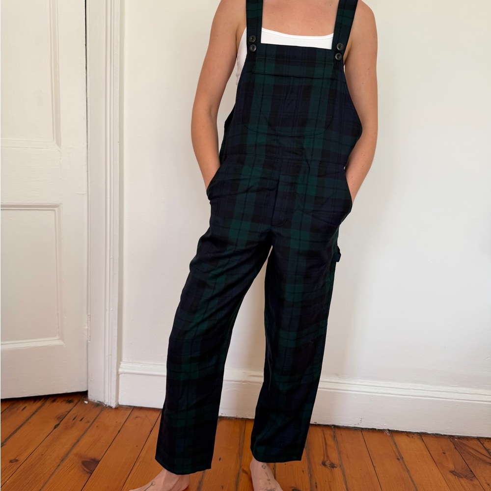 DKNY Green and Black Checkered Jumpsuit